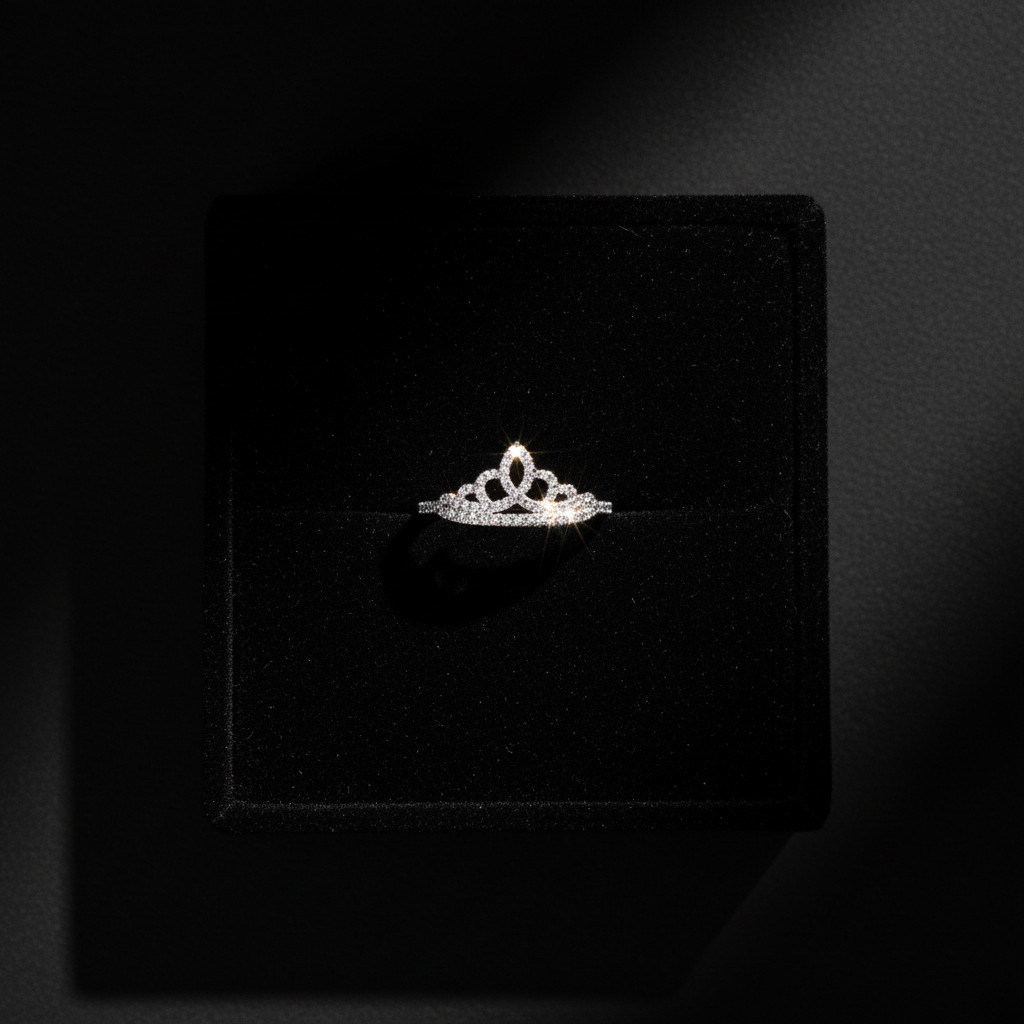 Crown Ring – Black Velvet Flat Lay