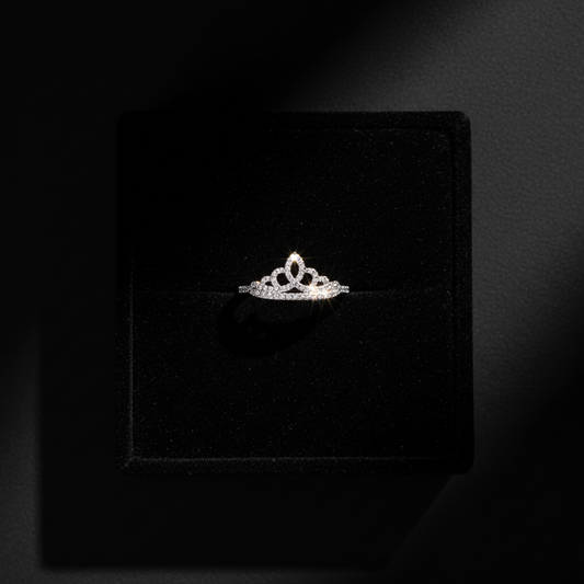 Crown Ring – Black Velvet Flat Lay
