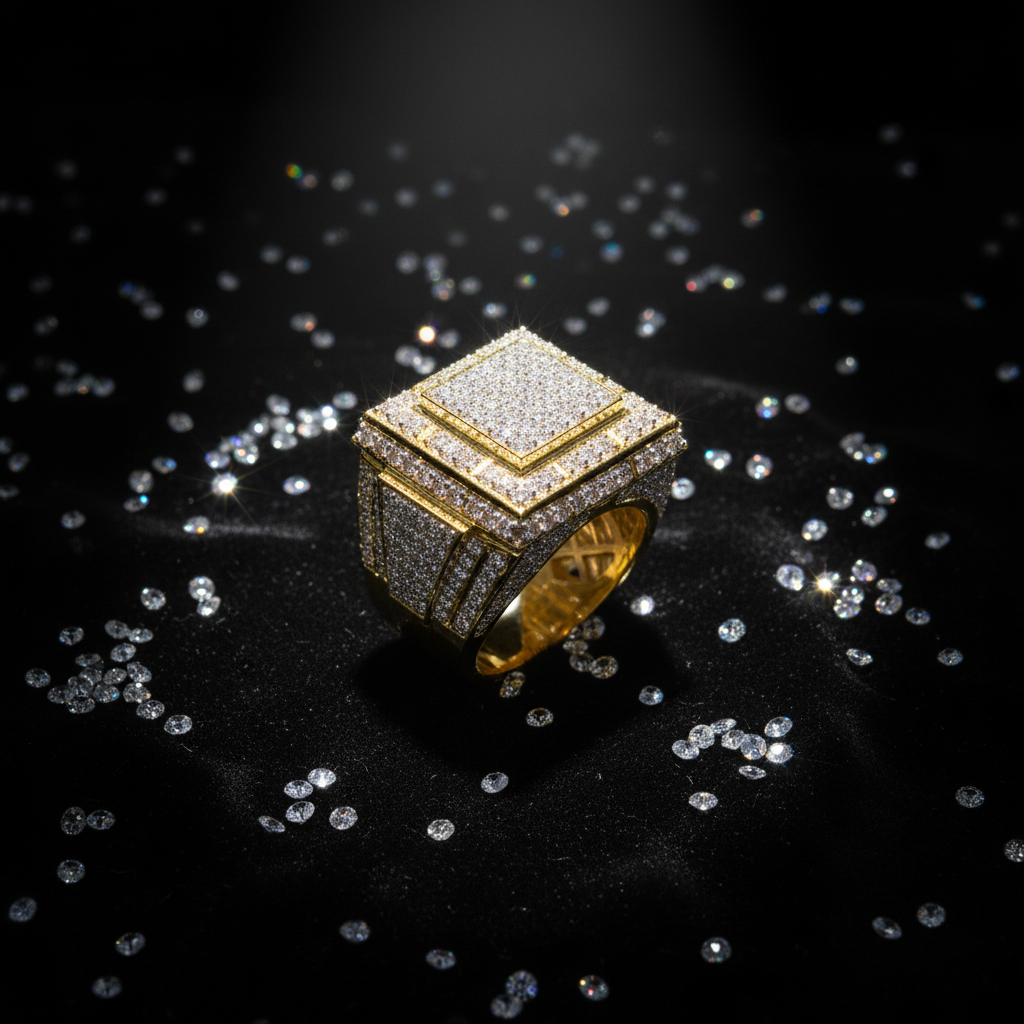 Imperial Geometric Ring – Black Velvet Flat Lay