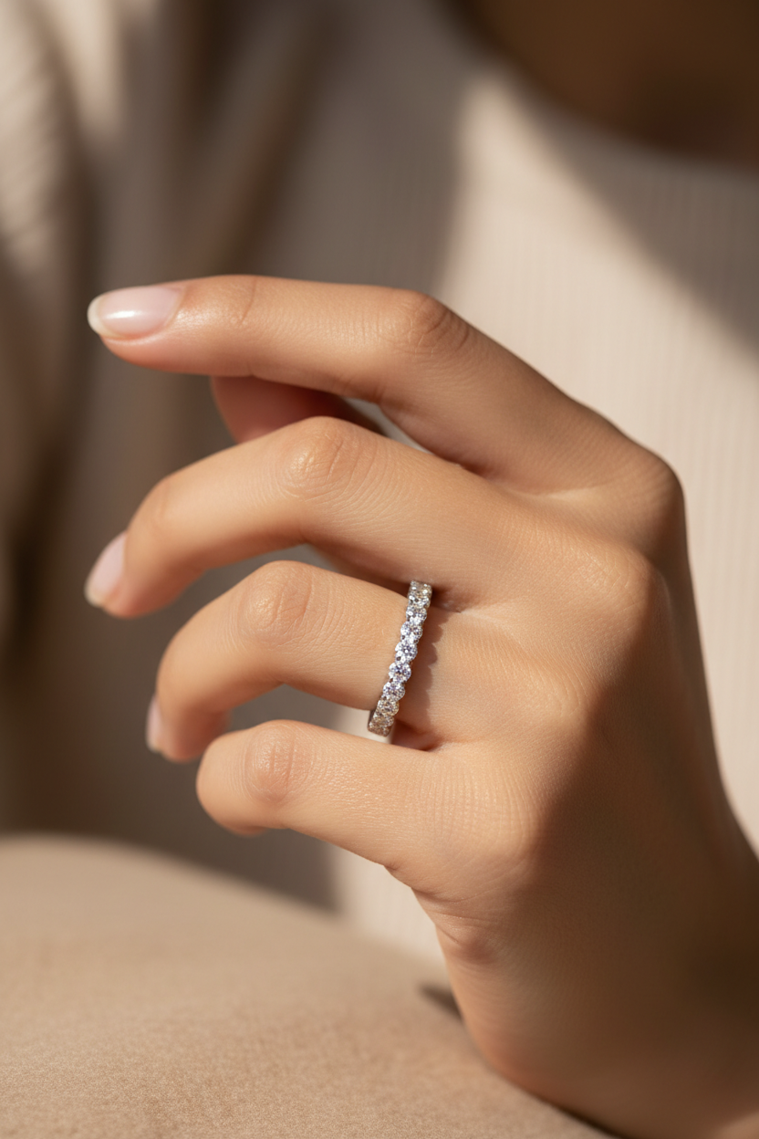 Eternal Brilliance Moissanite Eternity Band – Sterling Silver