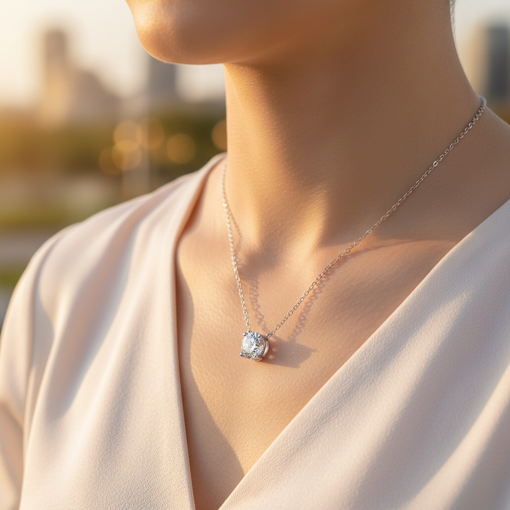 Love of Time Moissanite Necklace – 2-Carat Sterling Silver Pendant