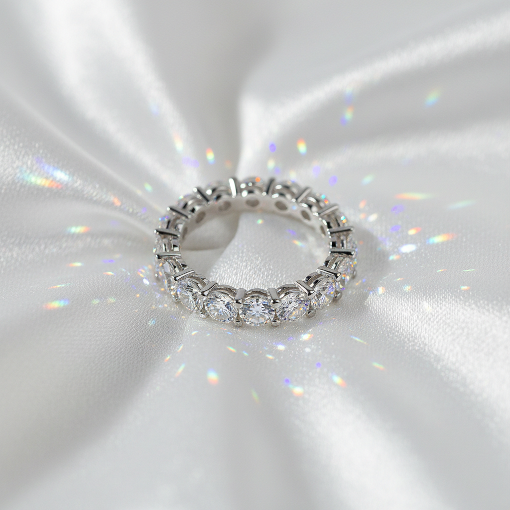 Eternal Brilliance Moissanite Eternity Band – Sterling Silver