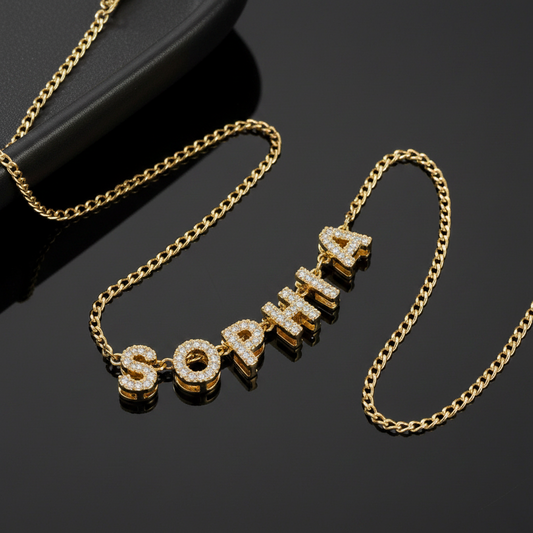 Crystal Bubble Name Necklace — Personalized 3D Letter Pendant